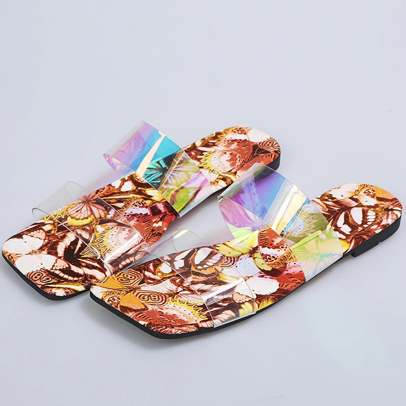 

2021New Fashion Casual Beach Sandals Female Flowers Lady Flat Sandals Square Toe Women Sandals Summer Shoes Hot Deal Women Shoes