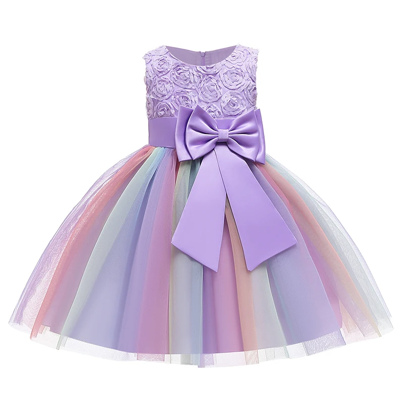 2020 Summer Kids Dresses For Girls Wedding Birthday Party Dress Bowknot Princess Children Clothing 2 3 4 5 6 10 Year | Детская одежда и
