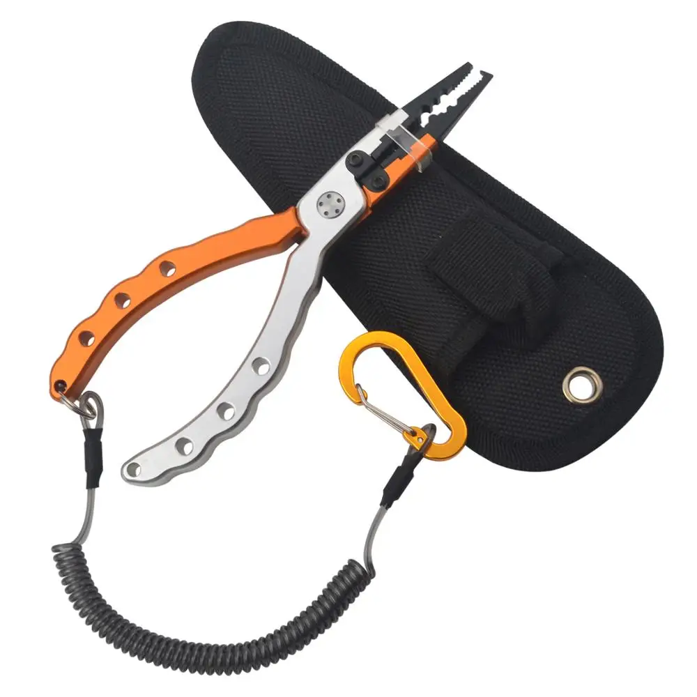 New Aluminum Alloy Fishing Pliers Split Ring Cutters Fishing Holder Tackle with Sheath & Fishing lip grips&Fishing scissors