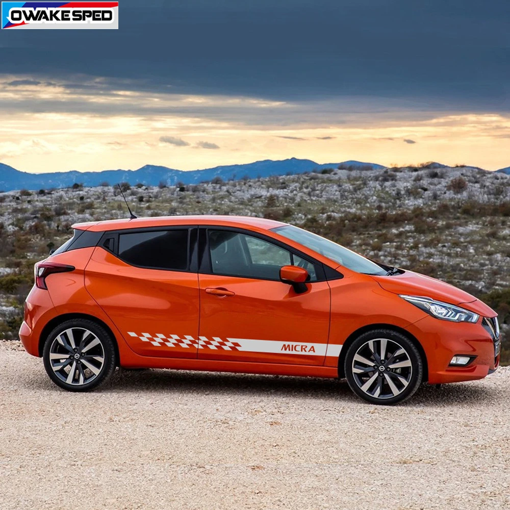 Двусторонняя наклейка на дверь автомобиля для Nissan Micra спортивные полосы гоночный