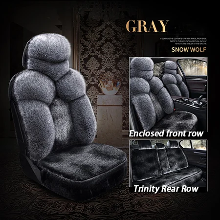 Gray Роскошные универсальные осенне-зимние теплые меховые шерстяные автомобильные чехлы для сидений kia ceed kia rio 3 spectra kia sportage 3 picanto cerato rio k2 - Название цвета: Gray