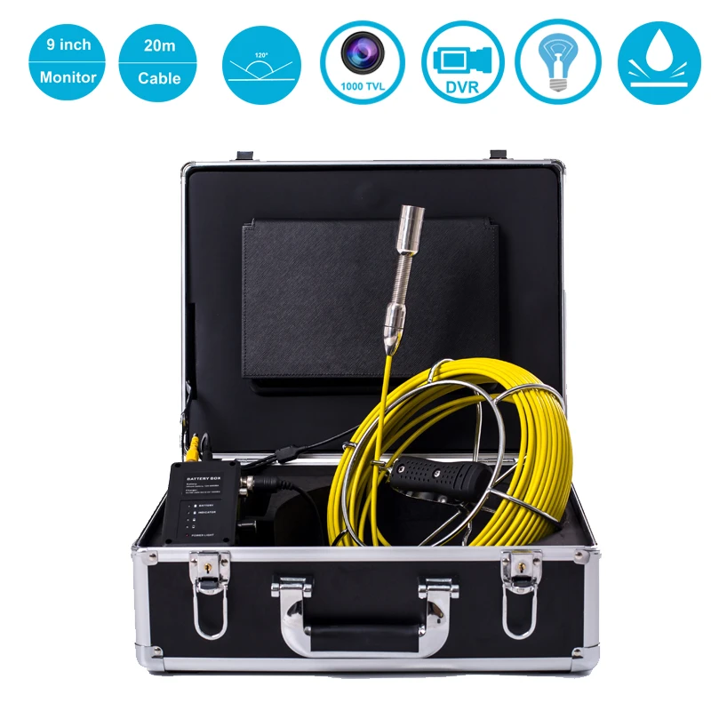Водонепроницаемая трубчатая Инспекционная камера 23 мм 9 дюймов экран 20 м
