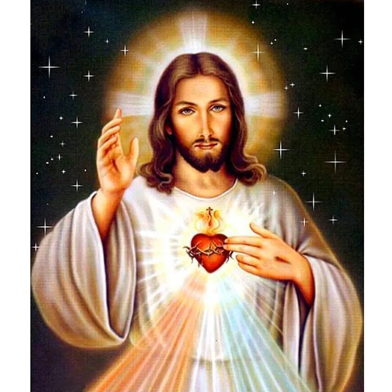 Сердце Иисуса вышивка крестиком на рисунке ремесла настенная живопись Алмазная