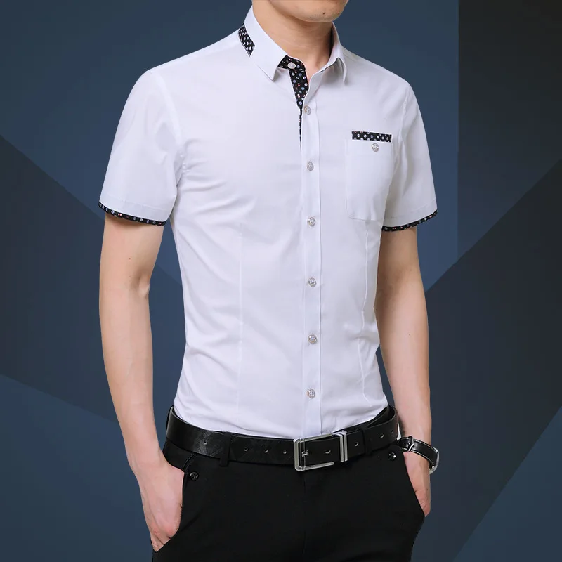 

2020 summer men's Short Sleeve Shirt Men's Korean slim men's casual shirt trend men's fashion men's fashion trend