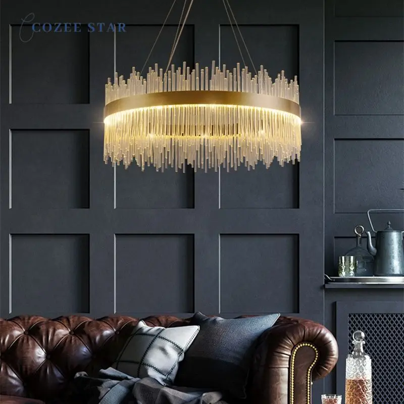 

Современные светодиодные люстры, роскошные металлические хрустальный стакан круглый прямоугольные подвесные светильники, освещение для с...