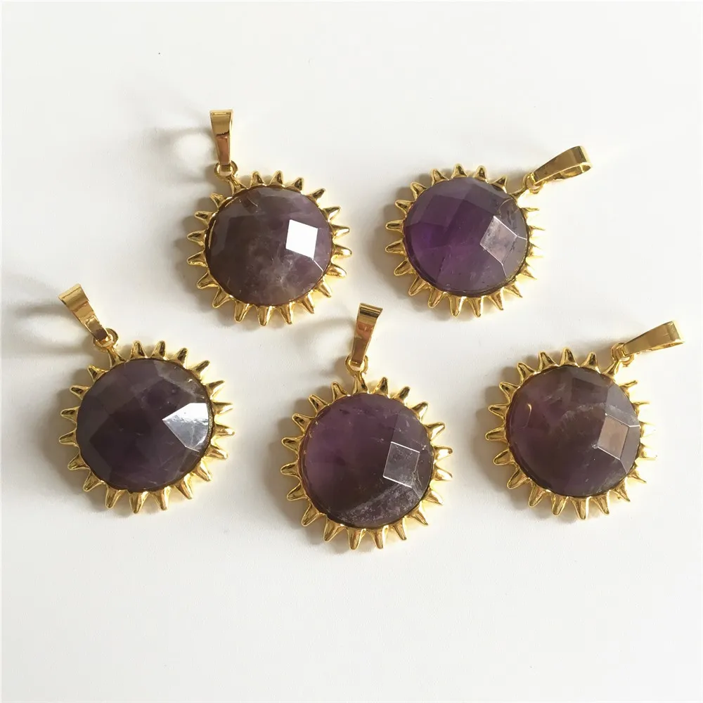 Подвеска с кристаллом подсолнуха FUWO Классическая из натурального розового