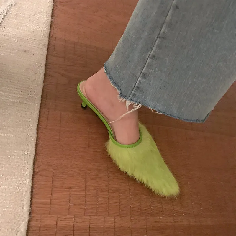 MONMOIRA/женские сабо на каблуке рюмочке из искусственного меха элегантные женские