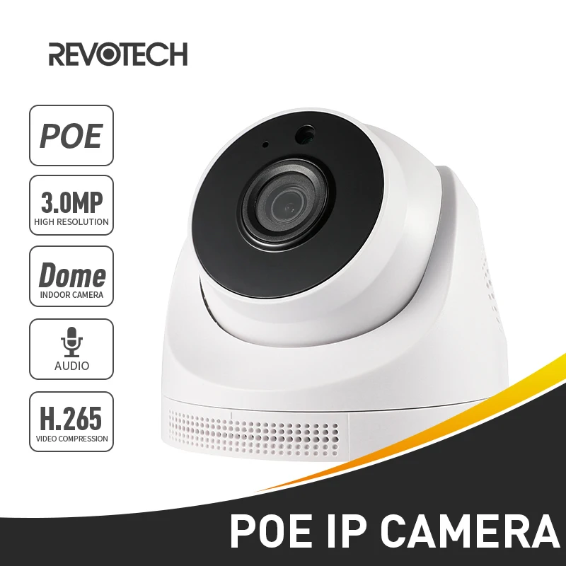 

Audio POE H.265 3MP 1296P HD IP Camera LED IR Night Vision Dome Security Indoor P2P CCTV System Video Surveillance Cam System