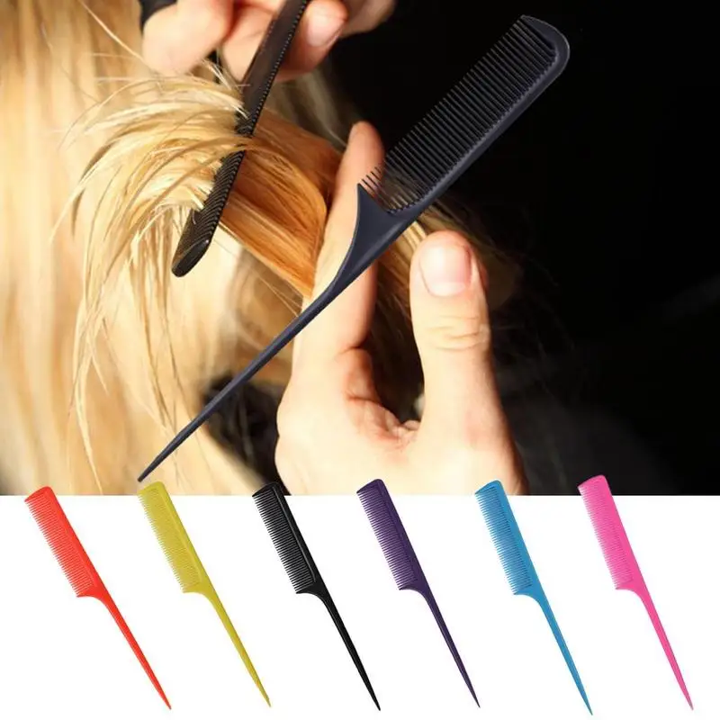 

1Pc Hair Pointed Tail Comb Airdressing Hair Styling Rat Tail Comb Plastic Fine-Tooth Salon Hair Comb Beauty Tools Random Color
