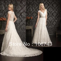 dresses free shipping 2020 rhinestone bridal belt sexy v neck ivory lace wedding dress bridal gown custom size