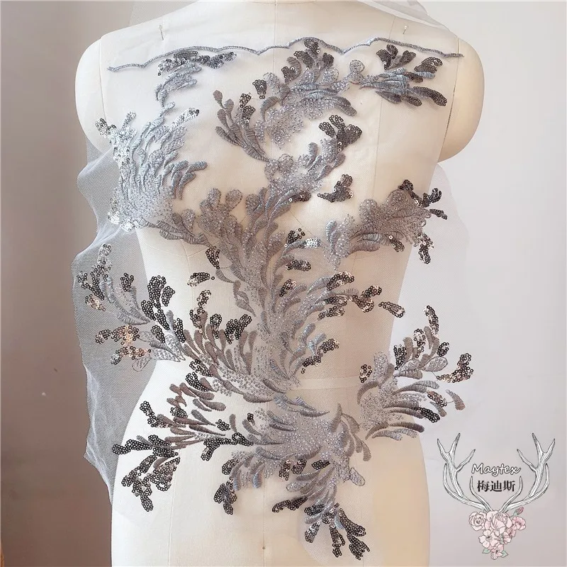 

1 PC Leaf Color Small Pearl Sequin Flower Evening Dress Accessories Dress Decoration Diy Lace Fabric Patch Embroidery
