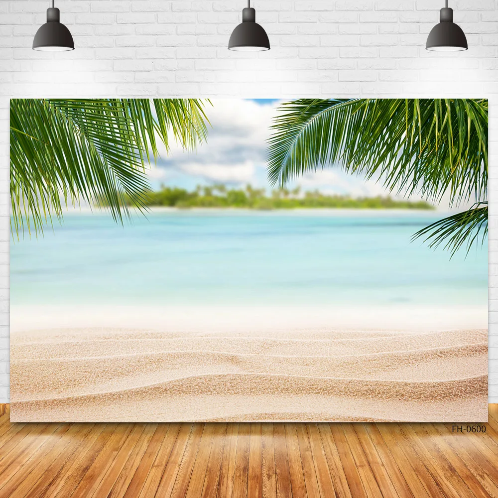 

Summer Tropical Studio Backdrops For Photography Beach Sea Sky Tree Baby Child Birthday Party Scenic Photo Backgrounds Photocall