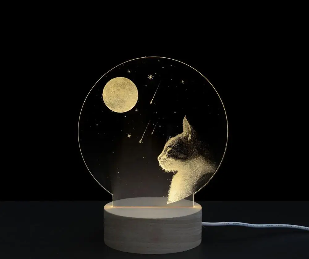 

Creative household products cat light 3d acrylic night light