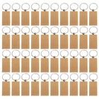 Пустые прямоугольные деревянные Брелоки для ключей, 40 шт., деревянные брелоки сделай сам, Брелоки для ключей с гравировкой, подарки сделай сам