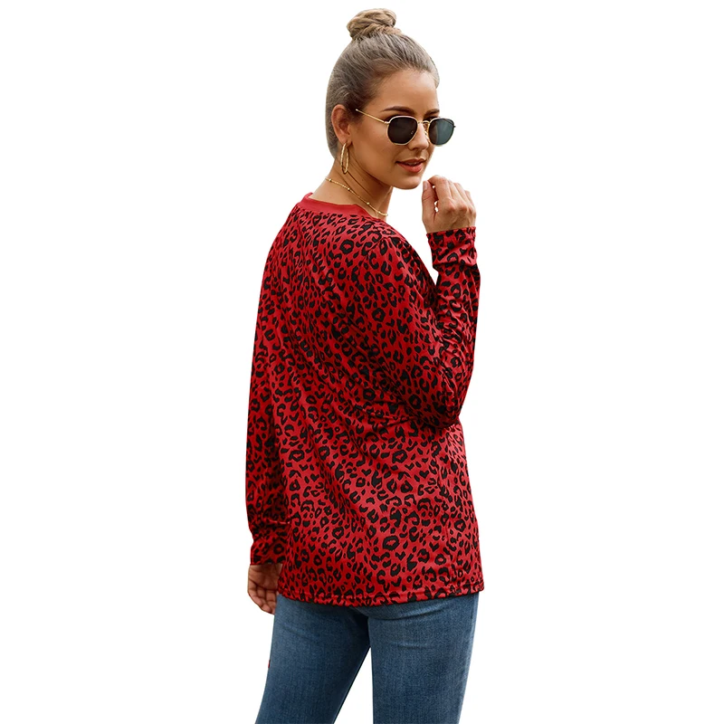 Женский зимний свитер с леопардовым принтом длинным рукавом | Женская одежда