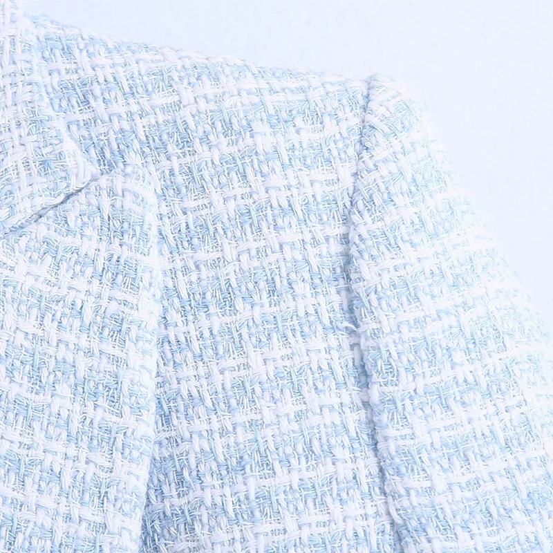 

2021 Spring Autumn Women Vintage Plaid Tweed Blazer Coat Chic Button Office Lady Suit Jacket Casual Outwear Tops Female