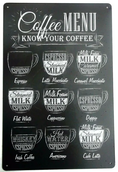 

COFFEE MENU METAL TIN SIGNS vintage cafe pub bar garage decor retro
