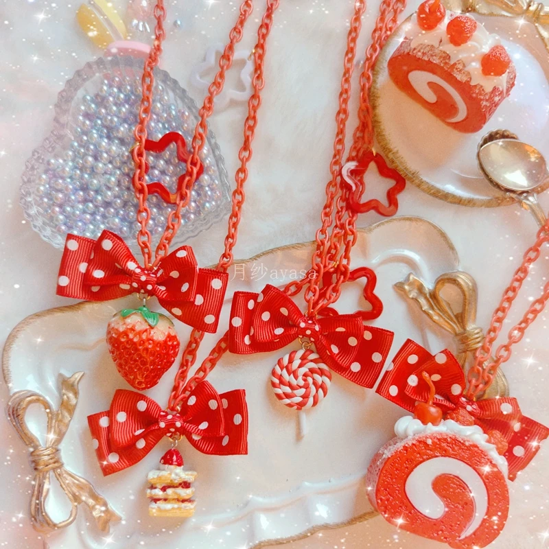 

lolita headdress sweet necklace strawberry cake lollipop cute Japanese lolita soft sister
