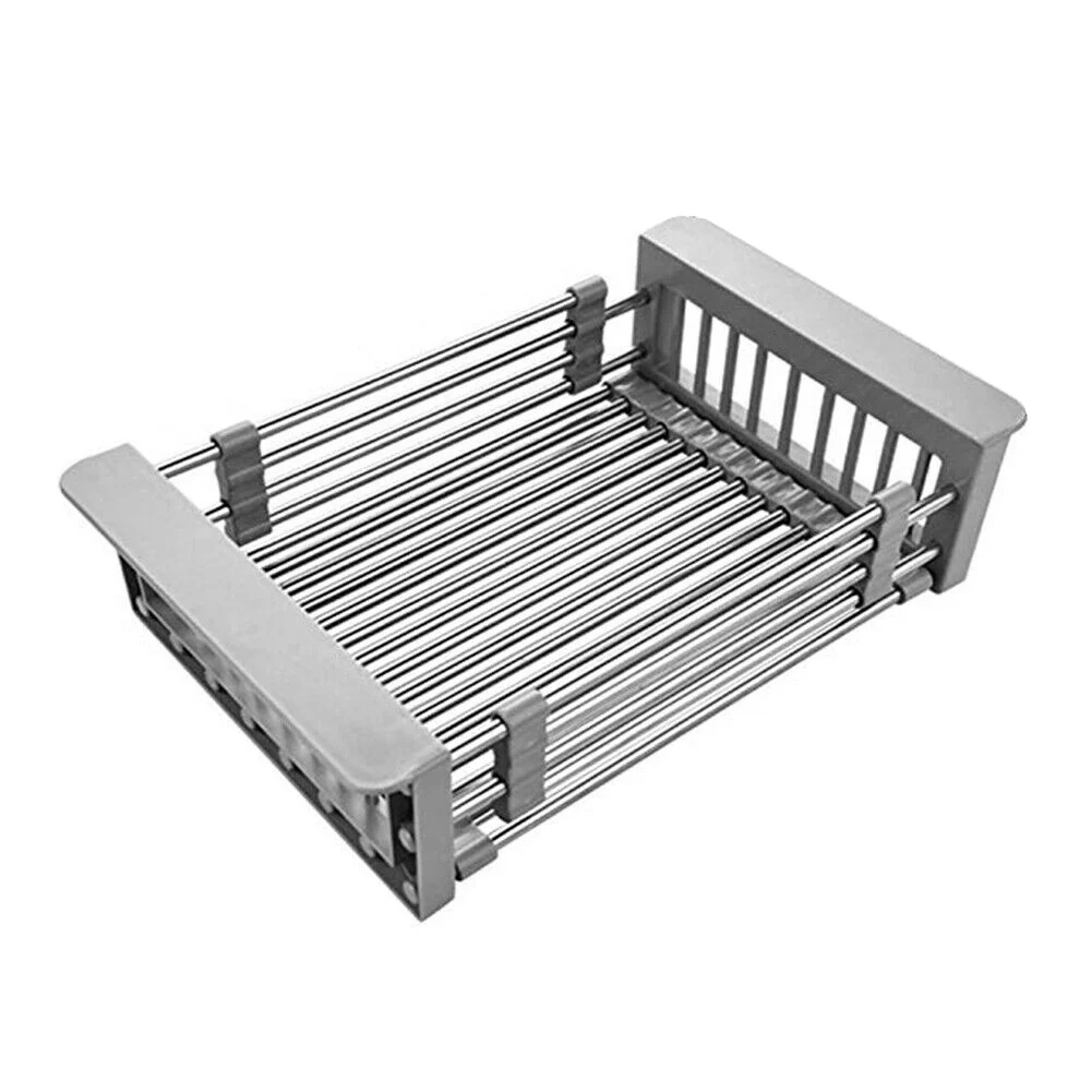 

Stainless Steel Dish Drying Rack Telescopic Sink Drain Basket Home Kitchen Supplies KSI999