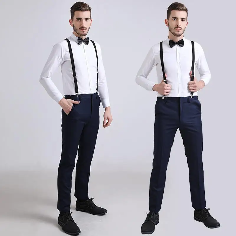 

Best man suit 2021 new spring summer suit wedding bridegroom creative personality suit shirt strap pants men's dress
