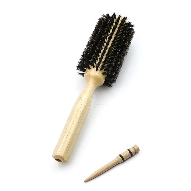 

6 Sizes Barber Salon Wood Handle Boar Bristles Round Brush Removable Tail Professional Hairdressing Hair Brush Hair Round Comb