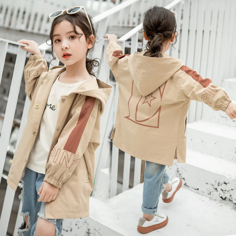 Ветровка для девочек-подростков коллекция 2019 года осенняя куртка девочек плащ