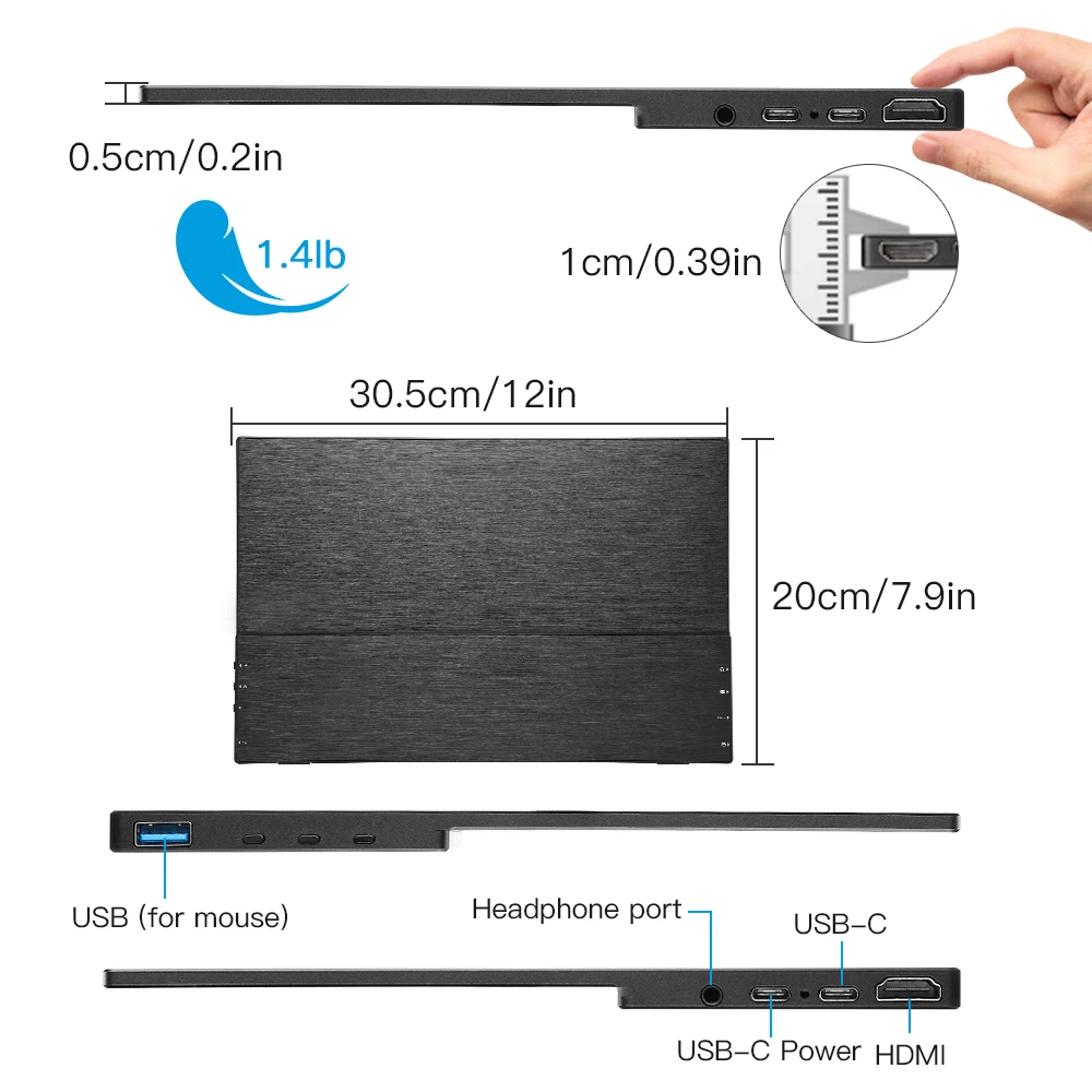Eyoyo EM13U 13 3 &quotUHD 4k Портативный игровой сенсорный ЖК экран USB C HDMI 3840x2160 второй