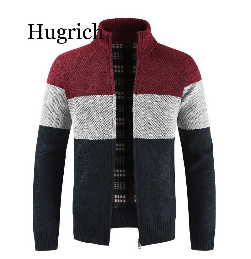 Мужской вязаный кардиган в полоску Повседневный шерстяной джемпер с карманами