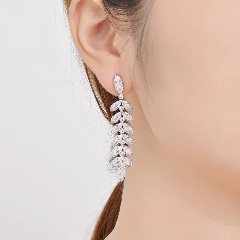 Роскошный цветок с кубическим цирконием AAA великолепные свадебные серьги