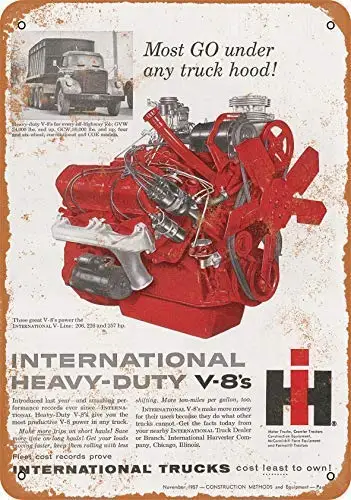 

1956 International Truck Heavy Duty V-8 Engines Wall Plaque Sign 8X12 Inch