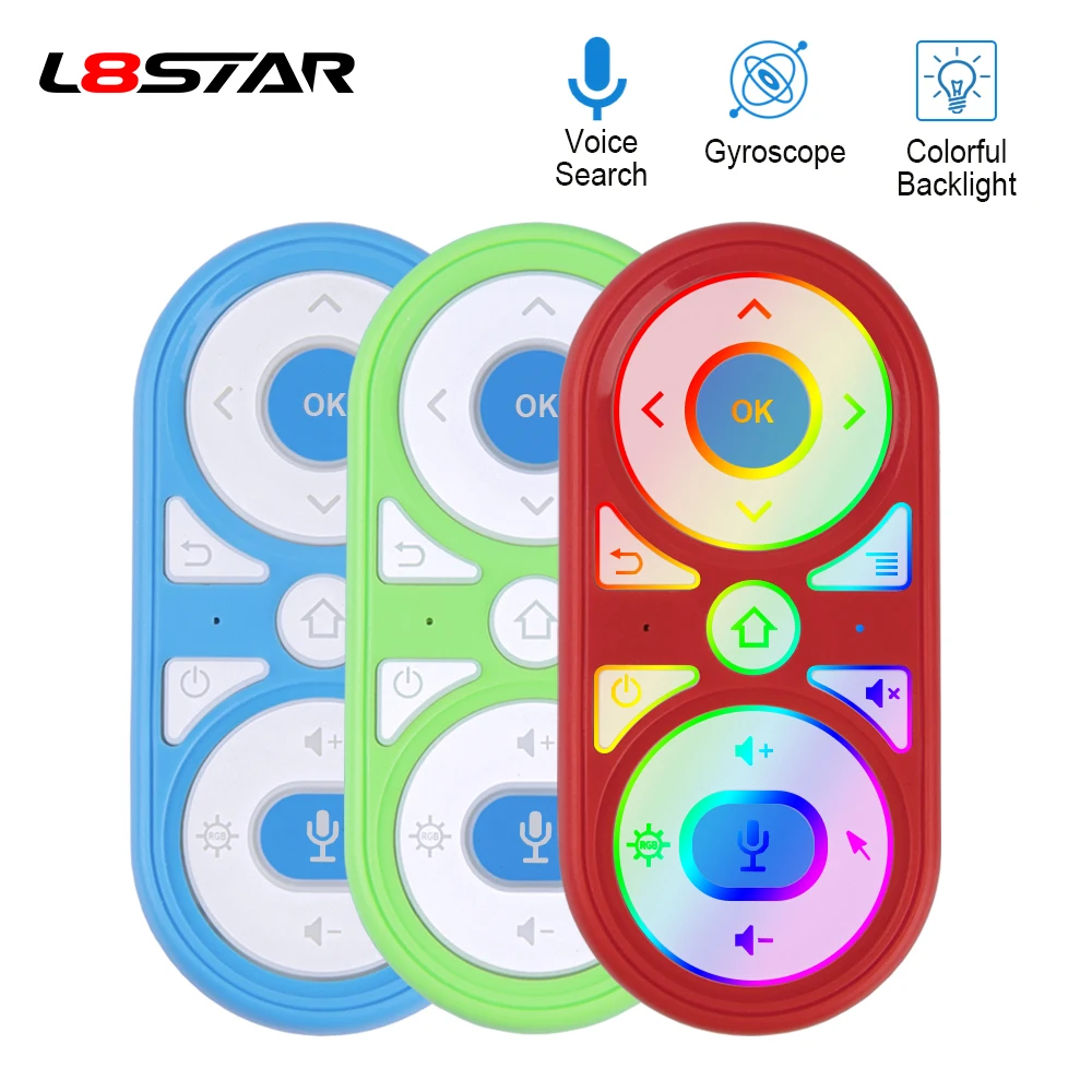 Умный пульт дистанционного управления L8star голосовой микрофон Google RGB подсветка 2 4G