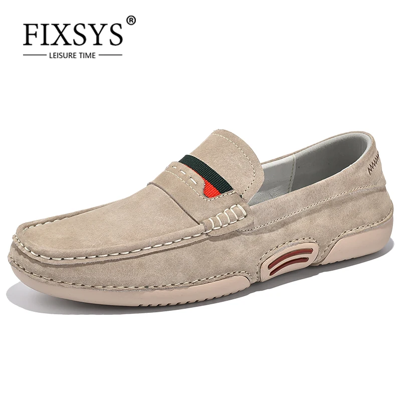 

FIXSYS High Quality Man Penny Loafers Suede Flat Moccasins Handmade Men Driving Shoes Breathable Slip-on Boat Shoes Casual Shoes