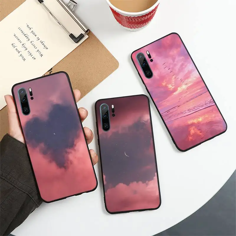 

Pink love clouds starry sky Phone Case For Huawei honor Mate P 10 20 30 40 i 9 8 pro x Lite smart 2019 nova 5t