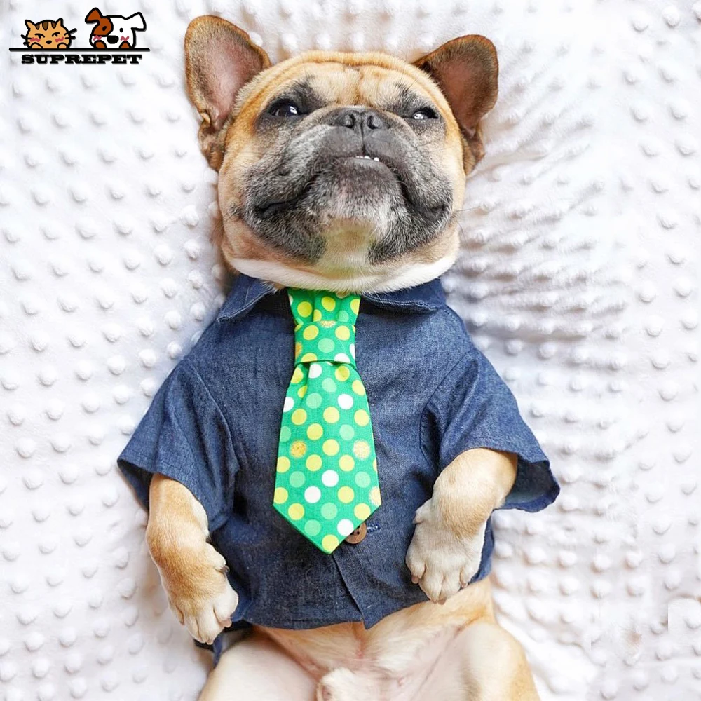 

SUPREPET Summer Denim Dog Clothing Jeans Dog Clothes for Small Dogs Medium French Bulldog Shirt Fashion Loosen Puppy Outfit
