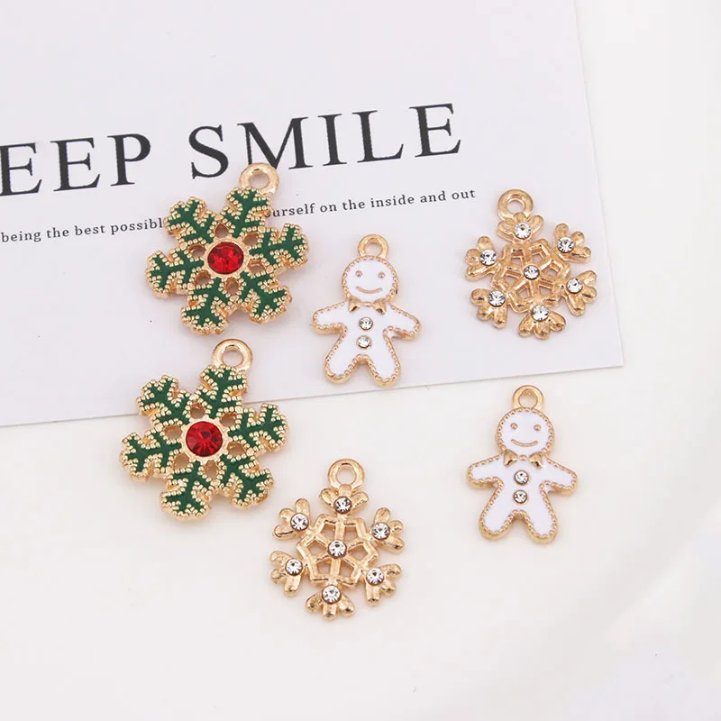 

10PCS Snowflake Snowman Charms For Necklace Bracelet DIY Accessories For Bag Pendant Keychains Handmade Making Jewelry