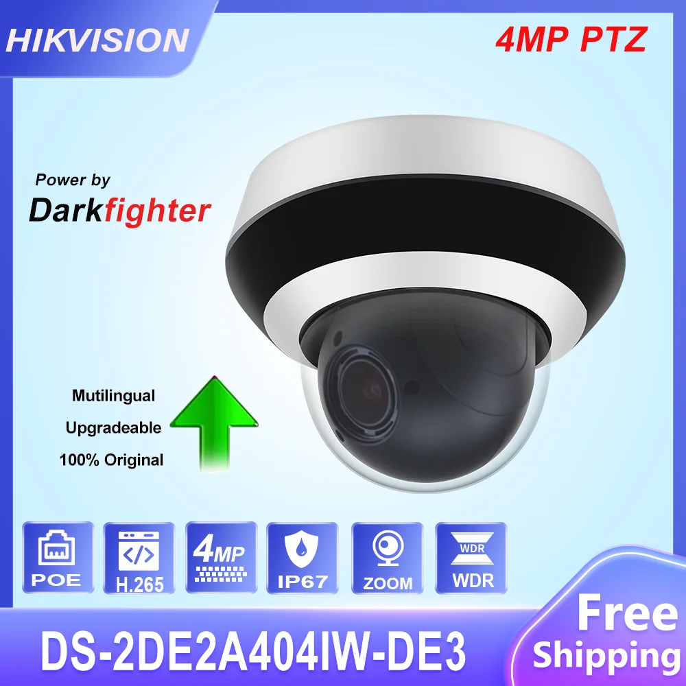 

Hikvision 4MP PoE 4X Zoom PTZ Camera IP DarkFighter DS-2DE2A404IW-DE3 H.265 Audio Recording Outdoor Video Surveillance Camera