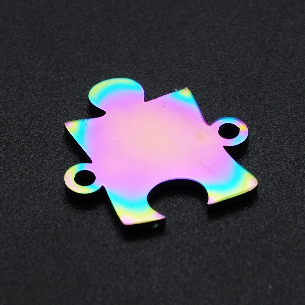 5pcs/lot 100% Stainless Steel Rainbow Jigsaw Puzzle DIY Charm Connector Pendant Wholesale Factory Prices OEM Order | Украшения и