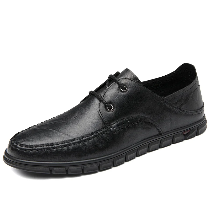 

Shoes Business Men's Casual Shoes Large-size 38-45 Formal Dress Genuine Leather Low-top Lace-up Breathable Shoes Flat Bottom