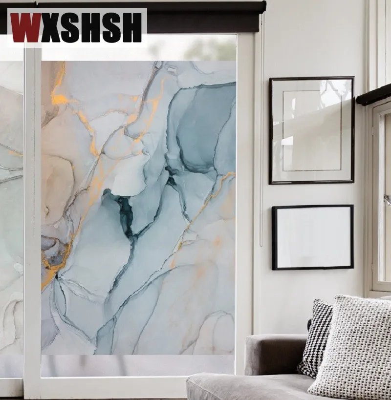 120cmx100cm Custom Size Electrostatic Window Film Vinyl Marbling No Glue Durable Glass Sticker For Home Office Restaurant Decals | Дом и сад
