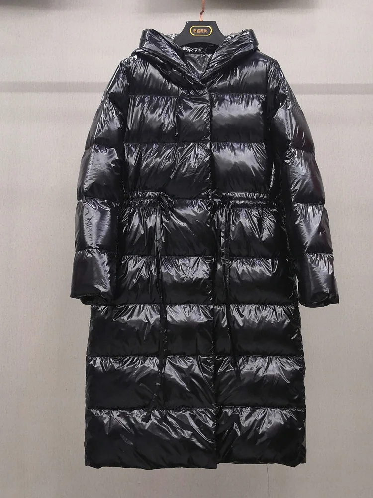 Женская толстая пуховая куртка длинная Яркая кожаная белая утка 2019 женская