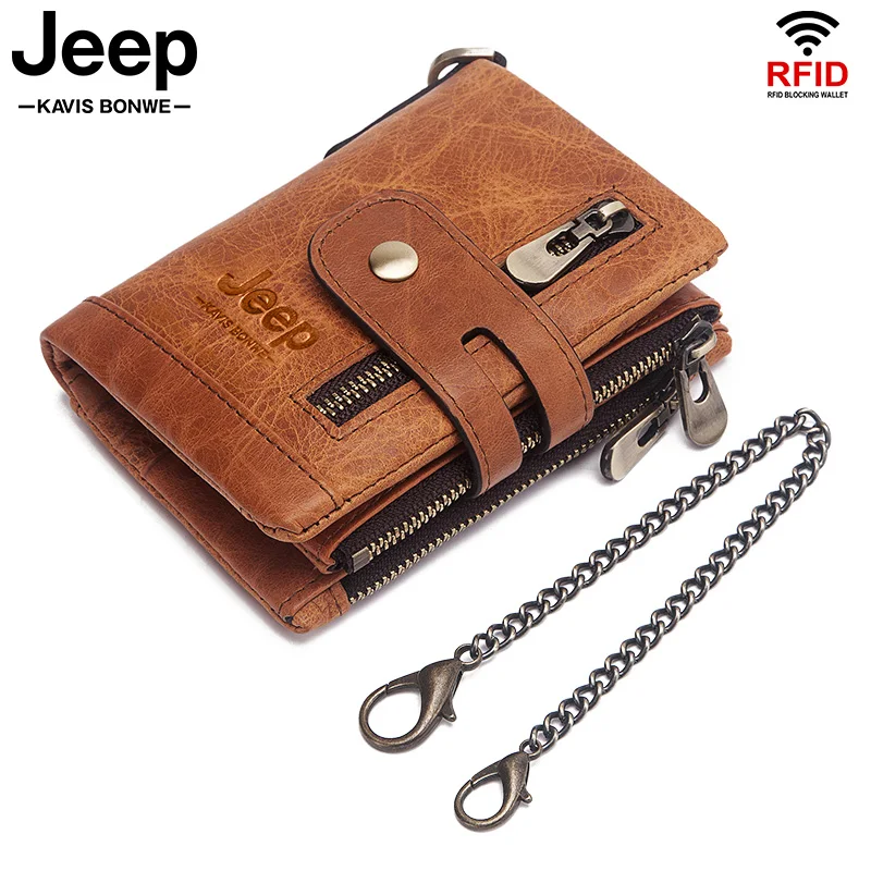 

2020 Genuine Leather Men Wallet Fashion Coin Purse Small Card Holder Wallet Men Portomonee Clamp For Money Zipper Pocket Bag