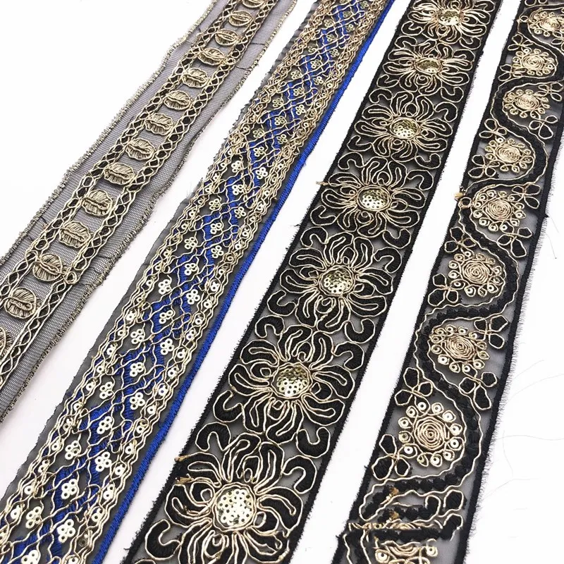 1Yards Sequin Lace Trims Floral Webbing Ribbon Clothing Decorative Embroidered for Bridal DIY Sewing Material Dress | Дом и сад