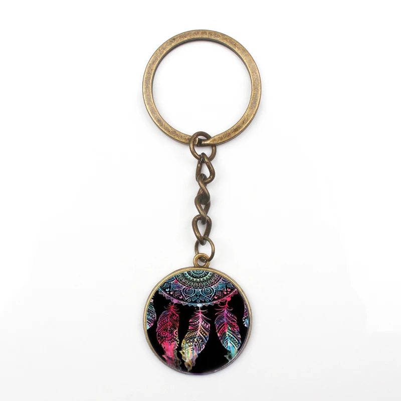 Ретро хрустальный кулон Ловец снов брелок Тибетский круглый стеклянный для