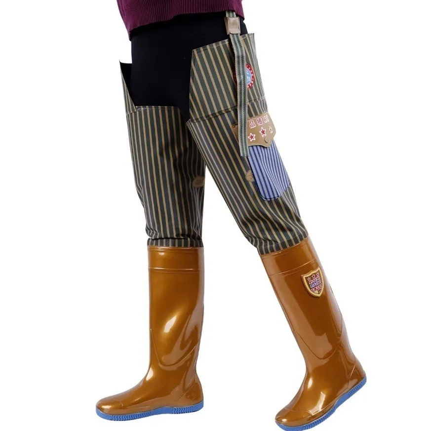 Сапоги водостойкие до колена ПВХ Мягкие штаны Нескользящие для морской рыбалки