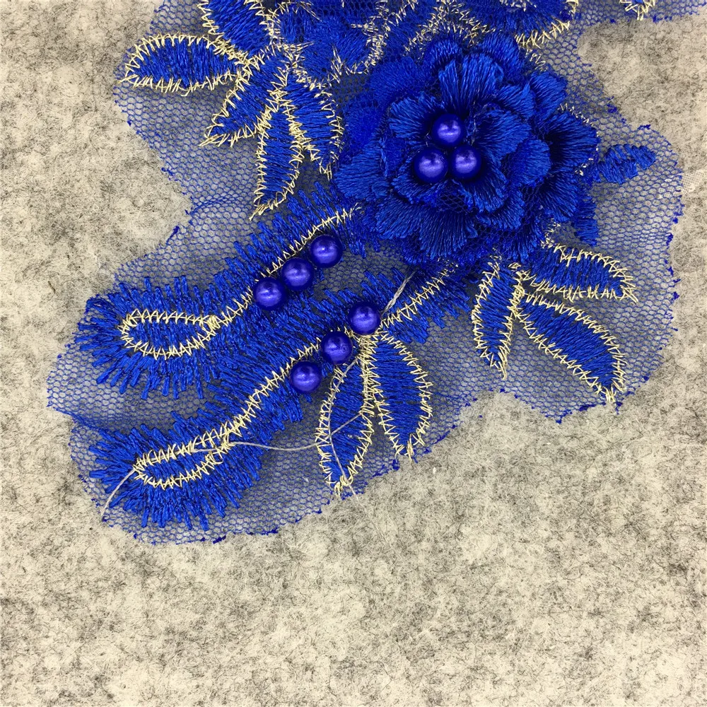 Синяя вышивка кружевной воротник украшение искусственное кружево искусственная