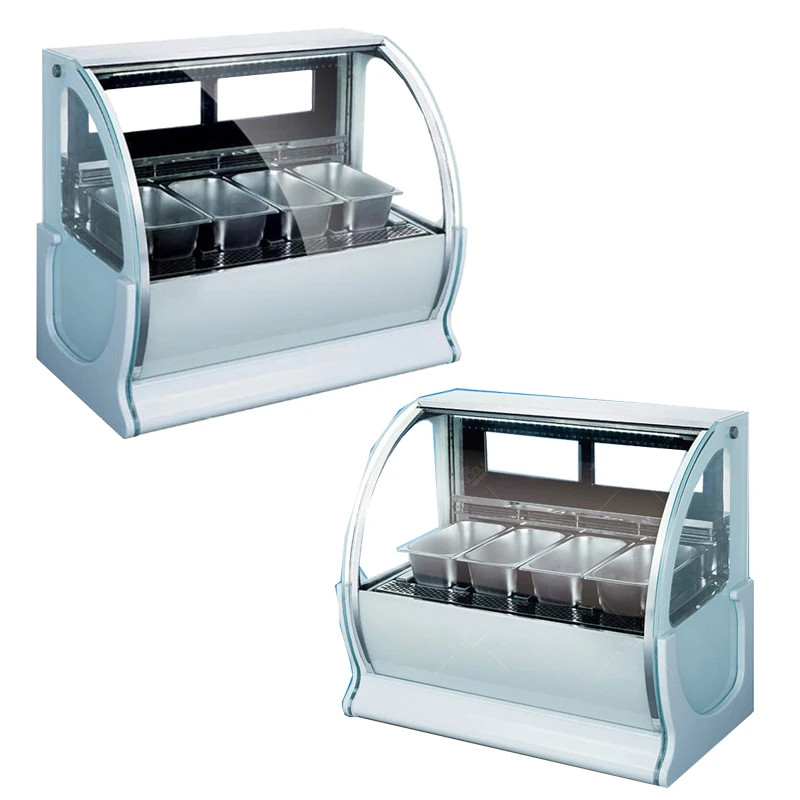 

High Quality Ice Cream Display Cabinet Commercial Egg Roll Cone Ice Cream Sundae Storage Machine 4 Round Barrels Freezer