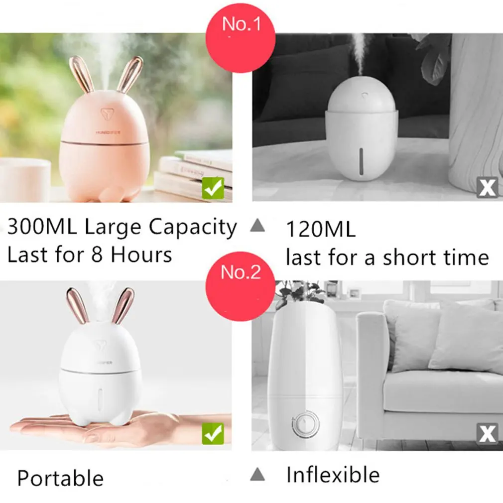 

New Cute Rabbit Mini Humidifier Usb Home Mute Bedroom Small Desktop Air Spray Moisturizing Creative Cute Pet