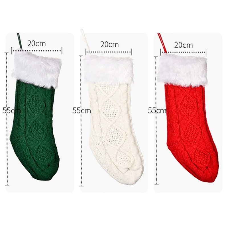 Вязаные рождественские чулки украшения вязаные аксессуары для детей | Дом и сад