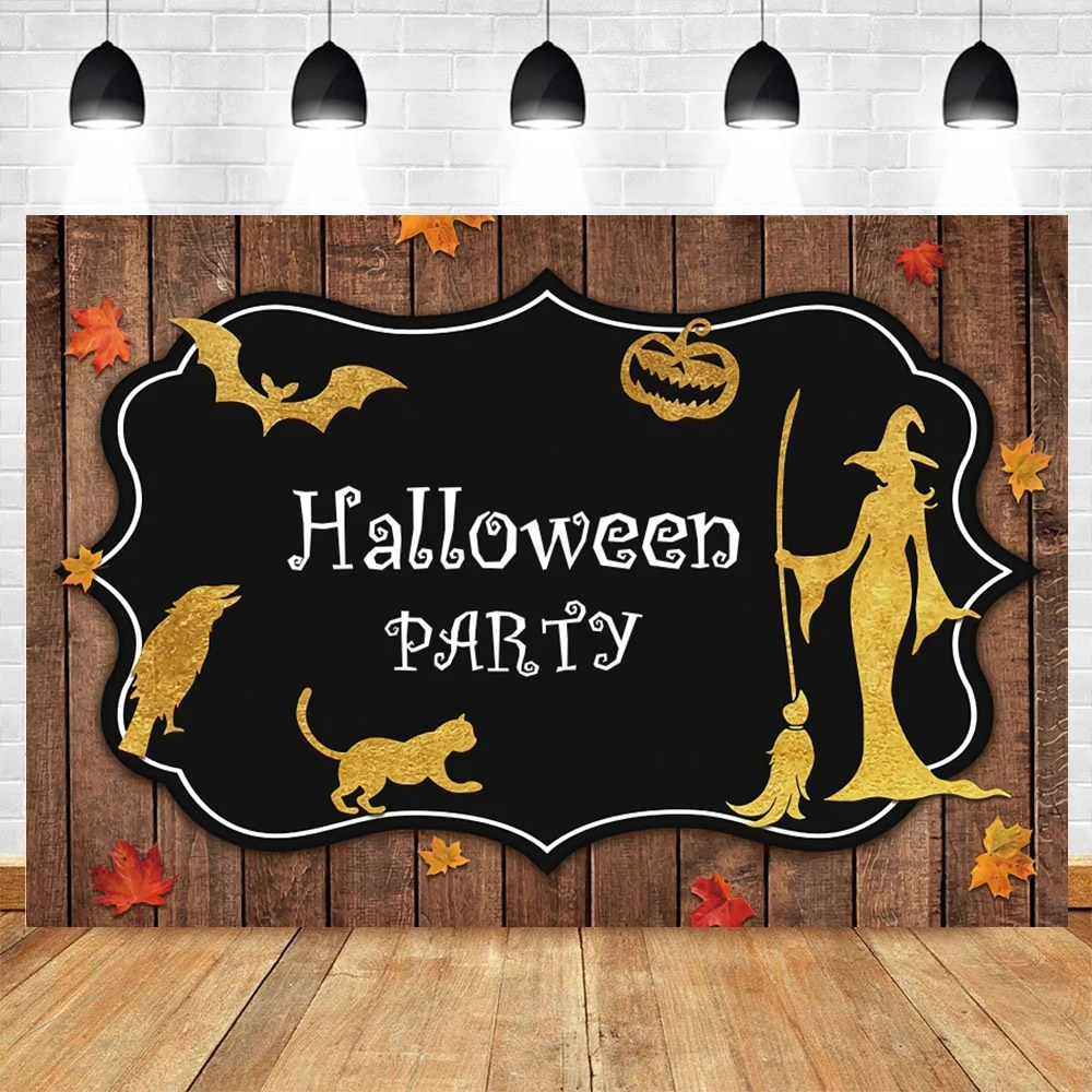 Хэллоуин осень ведьма Винтаж деревянная доска метла ребенок день рождения фон