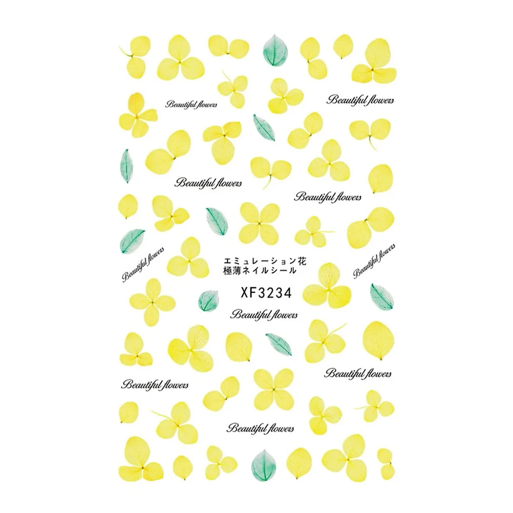 1 шт. наклейки для ногтей зеленые листья цветы перо водяные искусство